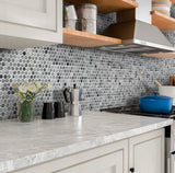 Apollo Tile Indigo Gray 11-in x 12-in Polished Natural Stone Marble Penny Round Patterned Floor and Wall Tile (4.82-sq. ft/ Carton)