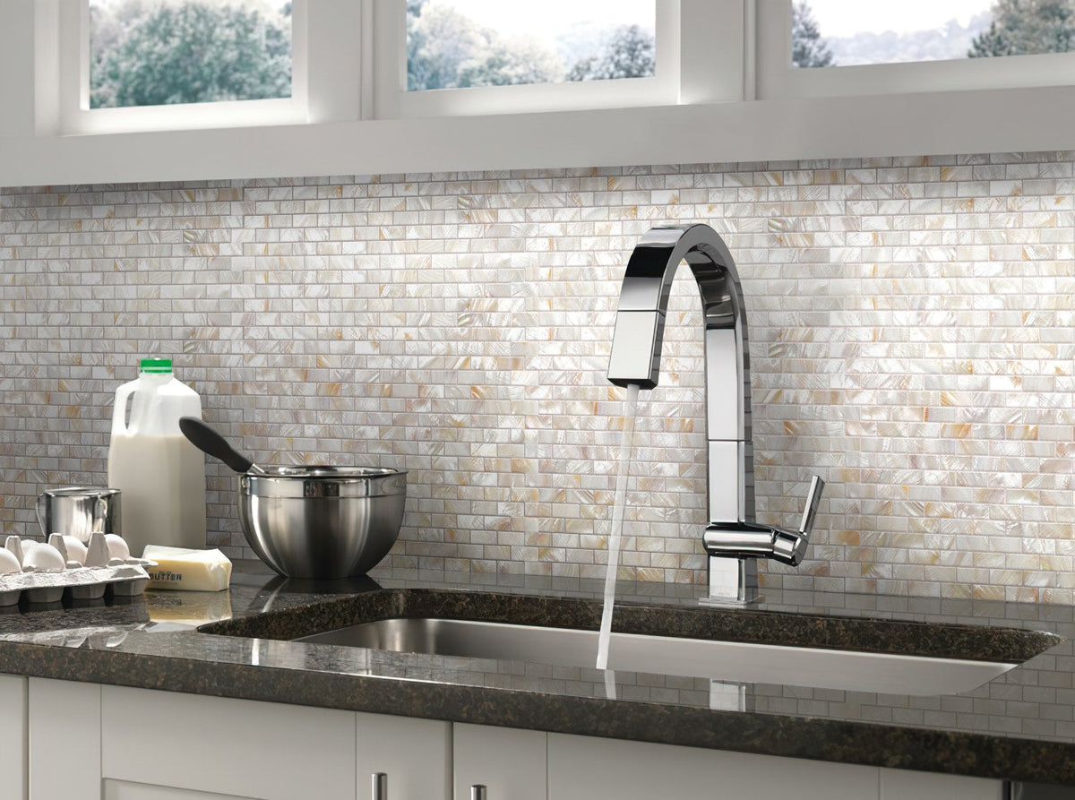 Apollo Tile White 11-in x 12-in Polished Natural Shell Diamond Brick Look Floor and Wall Tile (18.52-sq. ft/ Carton)
