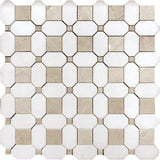 Apollo Tile Beige 12-in x 12-in Polished Natural Stone Marble Octagon Dot Patterned Floor and Wall Tile (5.16-sq. ft/ Carton)