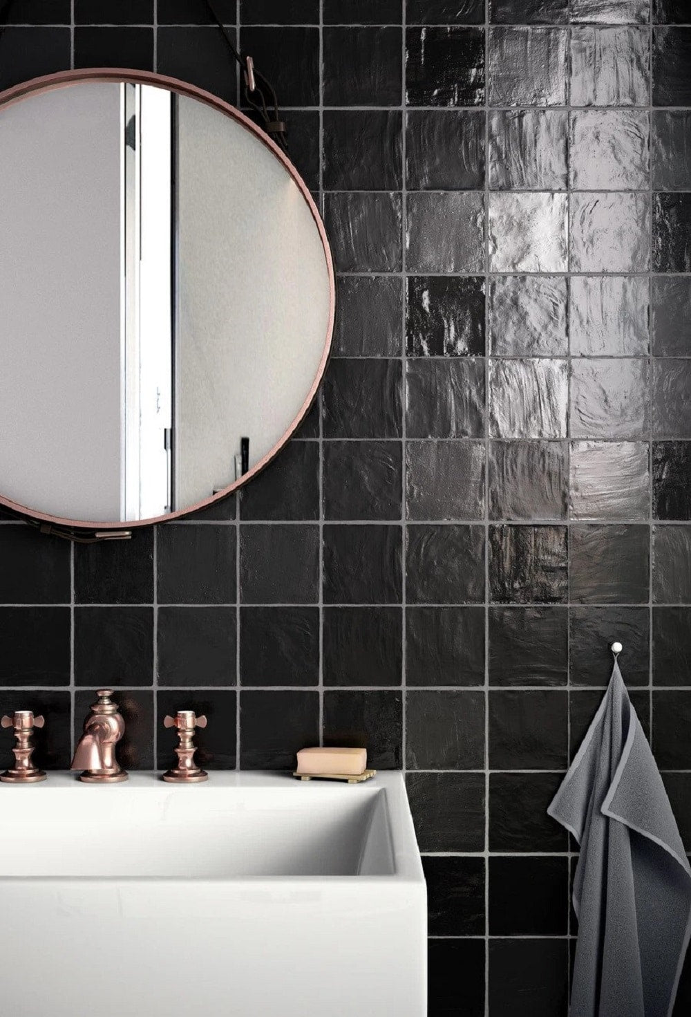 Apollo Tile Duchess Black 4-in x 4-in Glossy Ceramic Wall Tile (5.38-sq. ft/ Carton)