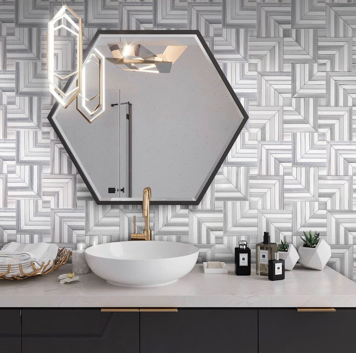 Apollo Tile Zebra Fossil Gray 10-in x 10-in Polished Composite Patterned Floor and Wall Tile (3.47-sq. ft/ Carton)