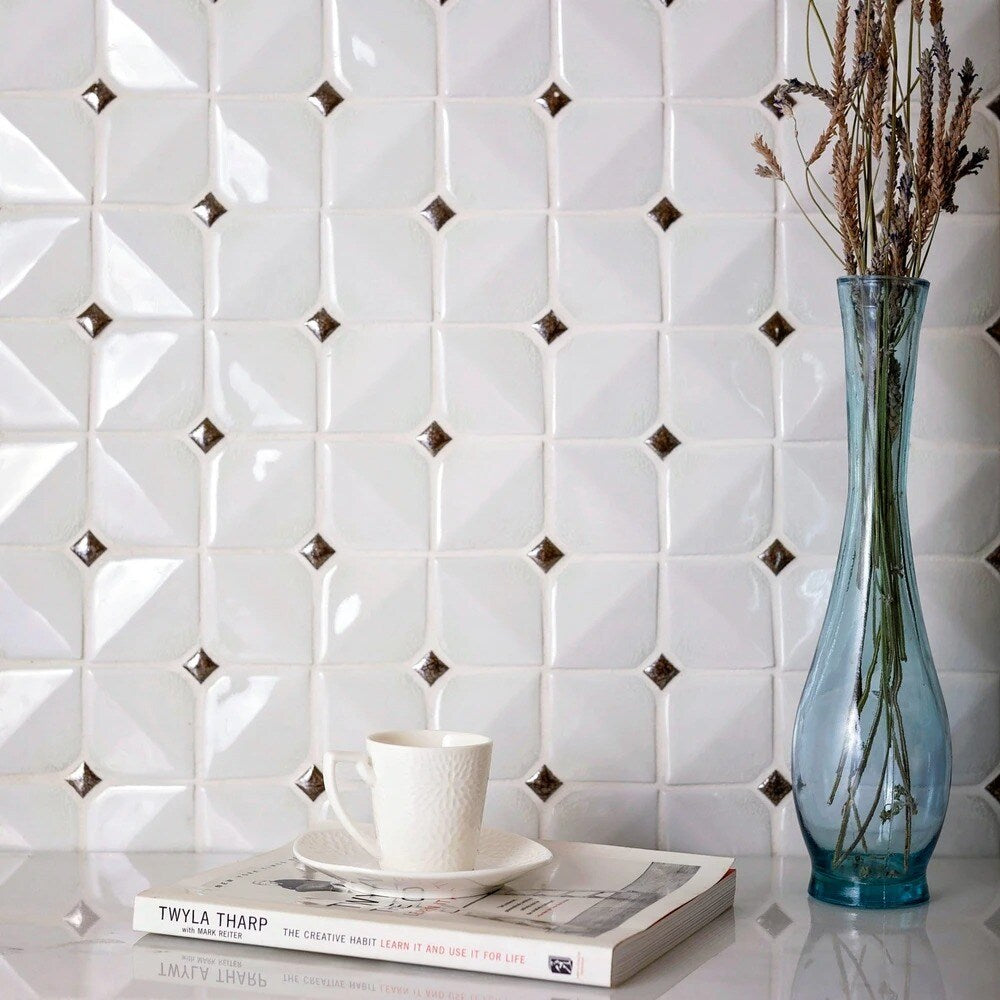 Apollo Tile Deluxe White 12-in x 12-in Glossy Ceramic Mixed Pattern Patterned Wall Tile (5-sq. ft/ Carton)