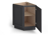 Valleywood Cabinetry 24-in W x 34.5-in H x 24-in D Ideal Gray Birch Diagonal Corner Base Ready To Assemble Plywood Cabinet (Flat Panel Shaker Style)