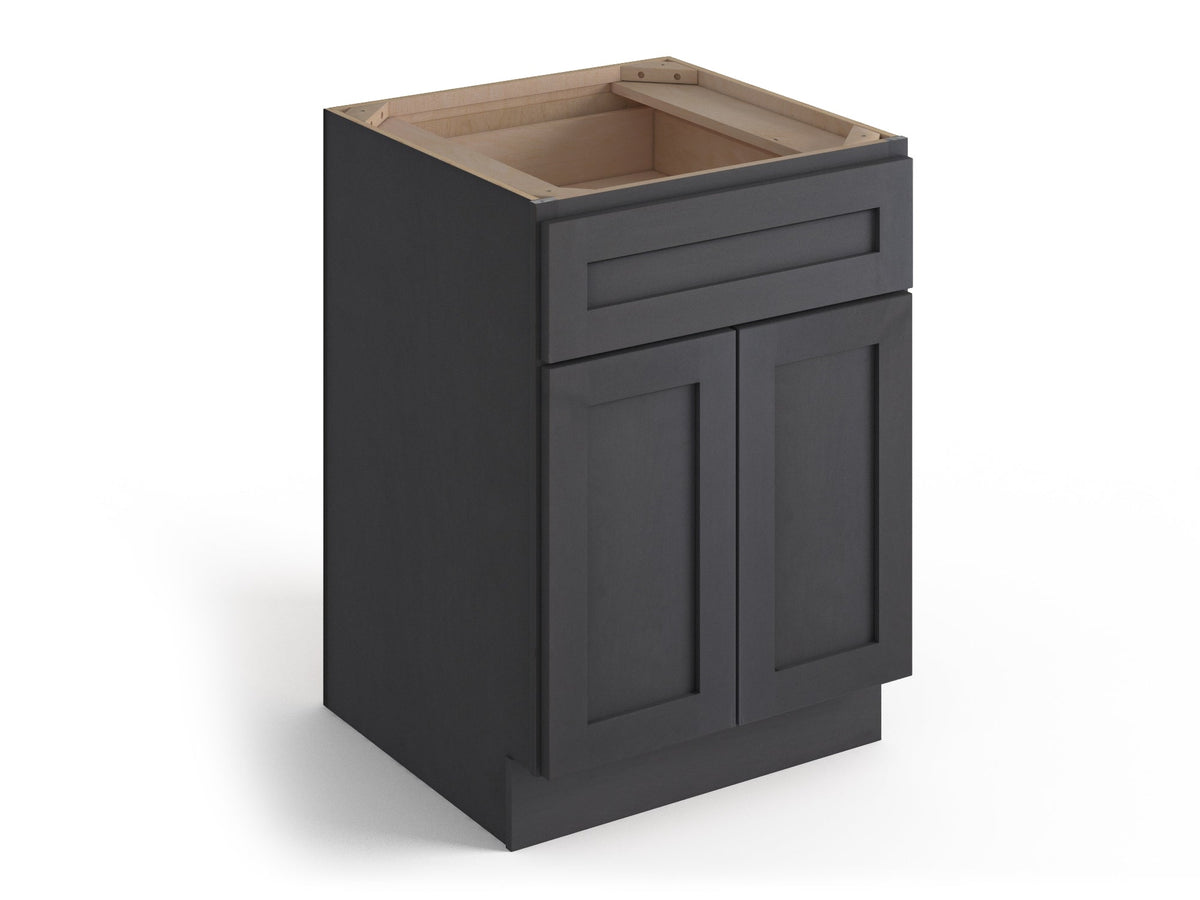 Valleywood Cabinetry 27-in W x 34.5-in H x 24-in D Ideal Gray Birch 1-Drawer Base Ready To Assemble Plywood Cabinet (Flat Panel Shaker Style)