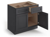 Valleywood Cabinetry 36-in W x 34.5-in H x 24-in D Ideal Gray Birch 2-Drawers Base Ready To Assemble Plywood Cabinet (Flat Panel Shaker Style)
