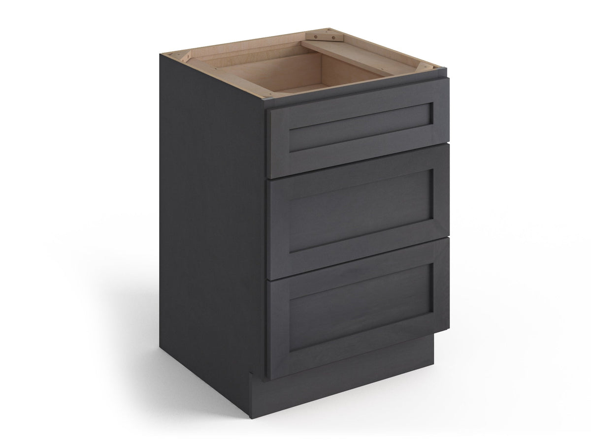 Valleywood Cabinetry 18-in W x 34.5-in H x 24-in D Ideal Gray Birch 3-Drawer Base Ready To Assemble Plywood Cabinet (Flat Panel Style)