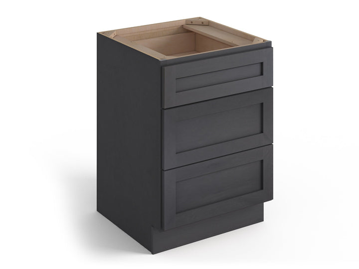 Valleywood Cabinetry 18-in W x 34.5-in H x 24-in D Ideal Gray Birch 3-Drawer Base Ready To Assemble Plywood Cabinet (Flat Panel Style)