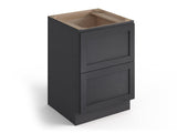 Valleywood Cabinetry 24-in W x 34.5-in H x 24-in D Ideal Gray Birch 2-Drawer Base Ready To Assemble Plywood Cabinet (Flat Panel Style)