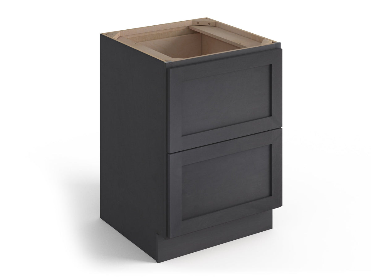 Valleywood Cabinetry 30-in W x 34.5-in H x 24-in D Ideal Gray Birch 2-Drawer Base Ready To Assemble Plywood Cabinet (Flat Panel Style)