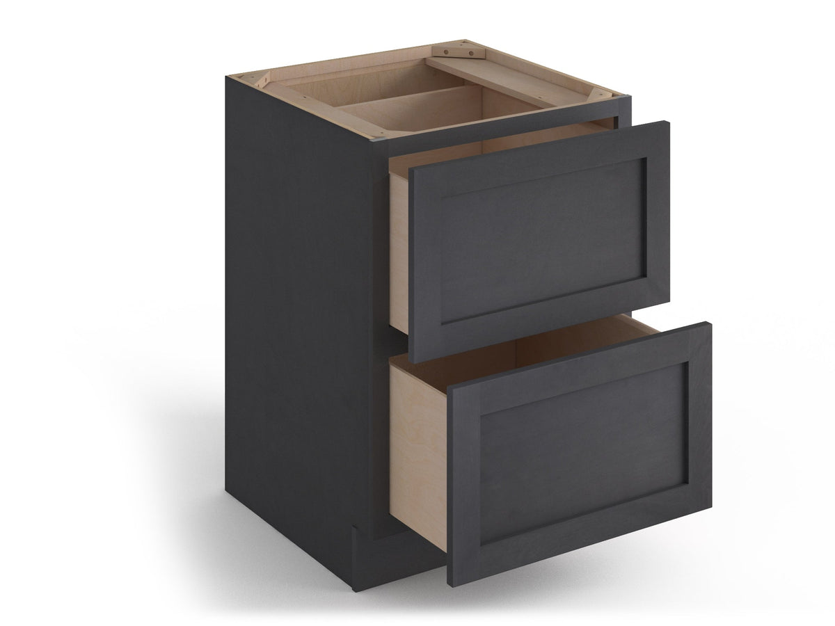 Valleywood Cabinetry 36-in W x 34.5-in H x 24-in D Ideal Gray Birch 2-Drawer Base Ready To Assemble Plywood Cabinet (Flat Panel Style)