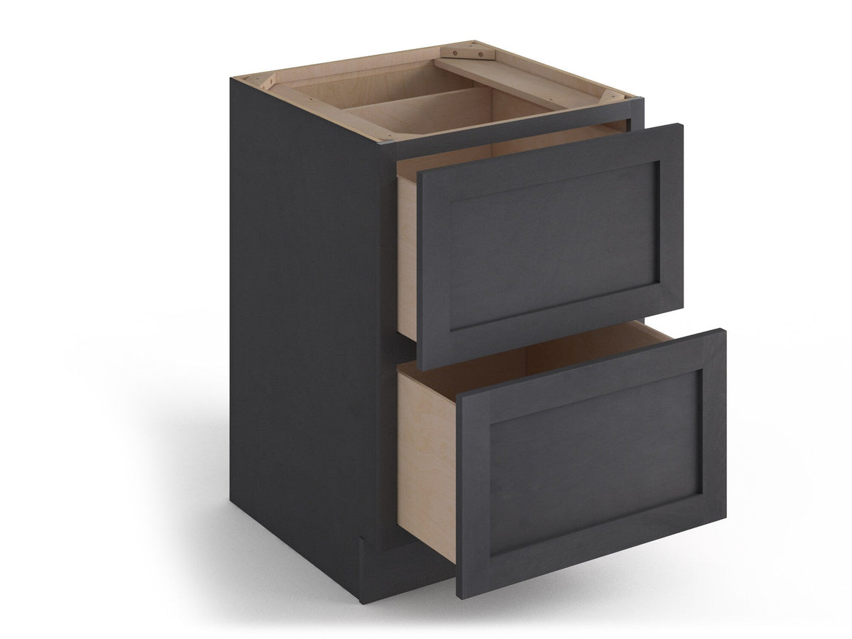 Valleywood Cabinetry 24-in W x 34.5-in H x 24-in D Ideal Gray Birch 2-Drawer Base Ready To Assemble Plywood Cabinet (Flat Panel Style)