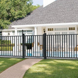 Freedom Easton 4-ft H x 6-ft W Black Aluminum Spaced Picket Flat-top Decorative Fence Panel