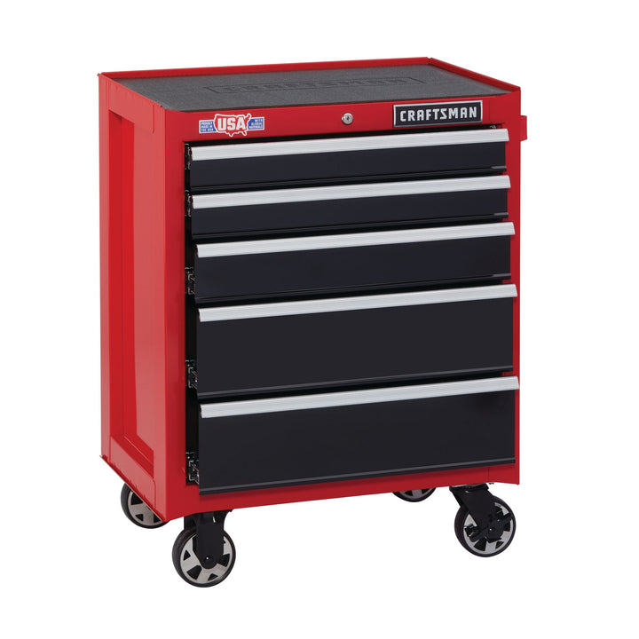CRAFTSMAN 2000 Series 26.5-in W x 34-in H 5-Drawer Steel Rolling Tool Cabinet (Red)