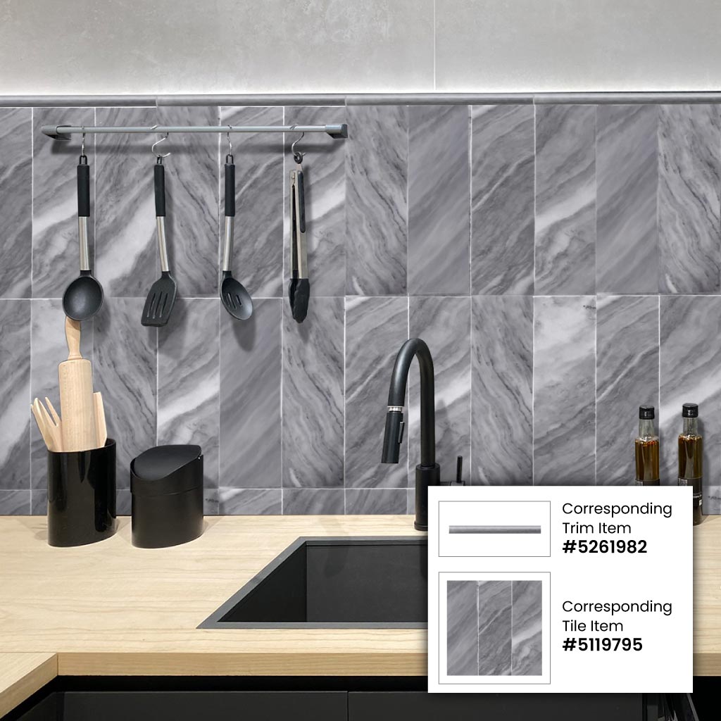 Apollo Tile 10-Pack Gray 1/2-in x 12-in Marble Pencil Tile (0.5-sq. ft/ Carton)