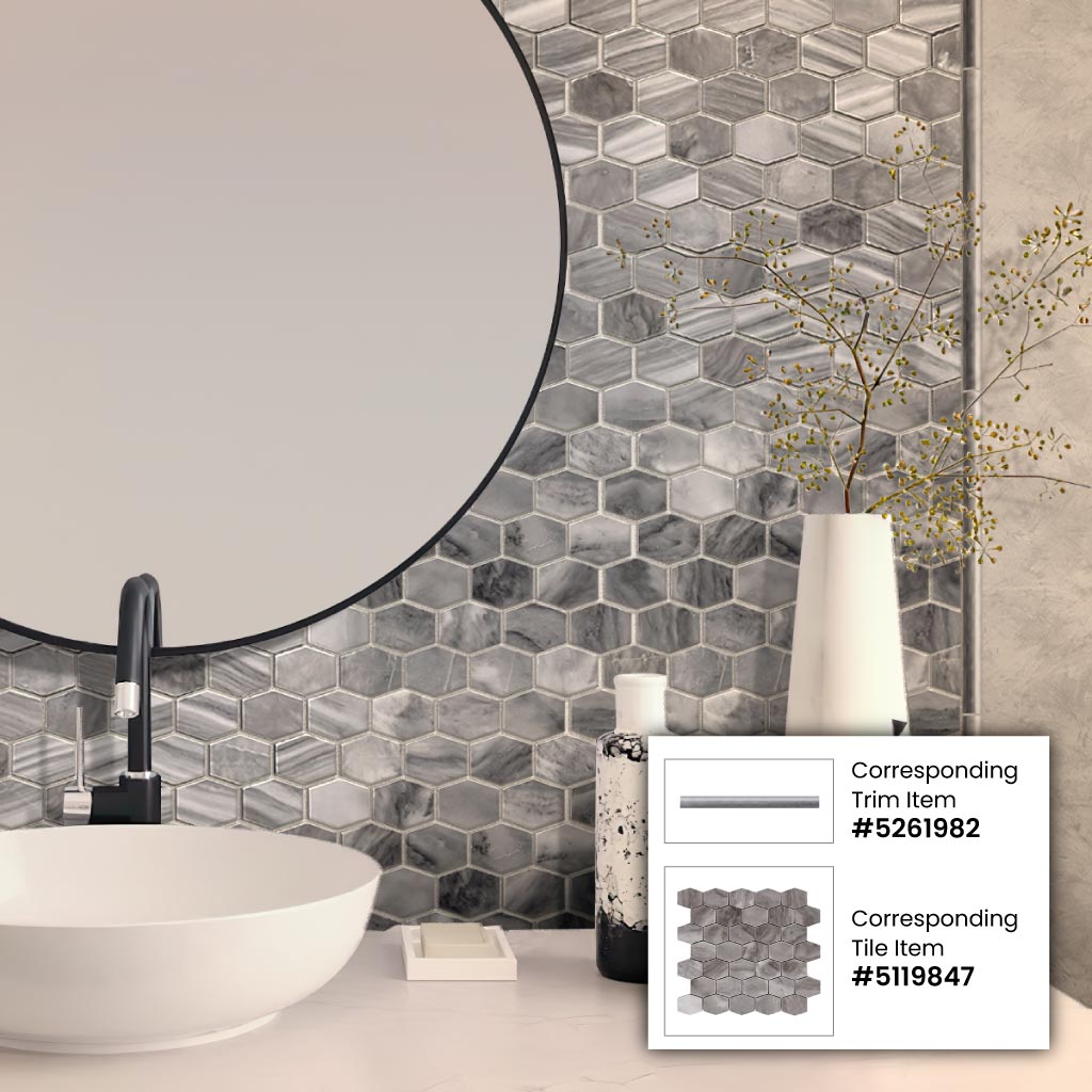 Apollo Tile Indigo Gray 12-in x 12-in Polished Natural Stone Marble Hexagon Patterned Floor and Wall Tile (4.88-sq. ft/ Carton)