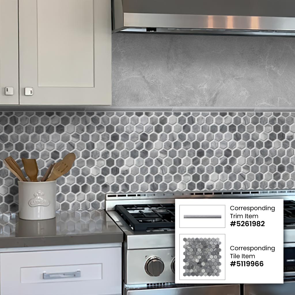 Apollo Tile 10-Pack Gray 1/2-in x 12-in Marble Pencil Tile (0.5-sq. ft/ Carton)