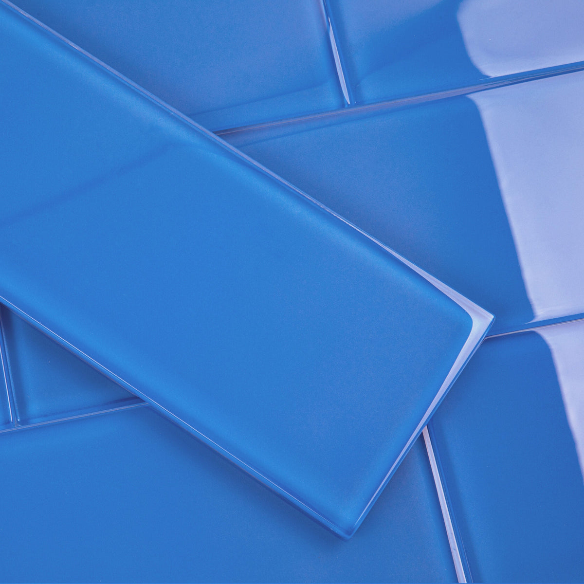 Giorbello (Sample) 4x12 Glass Subway Tiles Cobalt Blue 4-in x 12-in Glossy Glass Brick Subway Wall Tile