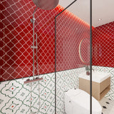 Giorbello (Sample) Glass Arabesque Tiles Ruby Red 4-in x 6-in Glossy Glass Lantern Subway Wall Tile