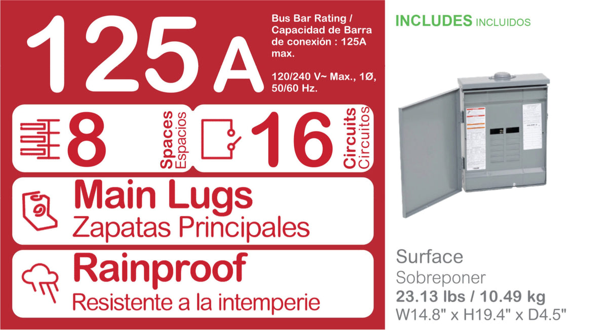 Square D Homeline 125-Amp 8-space load center - interior view