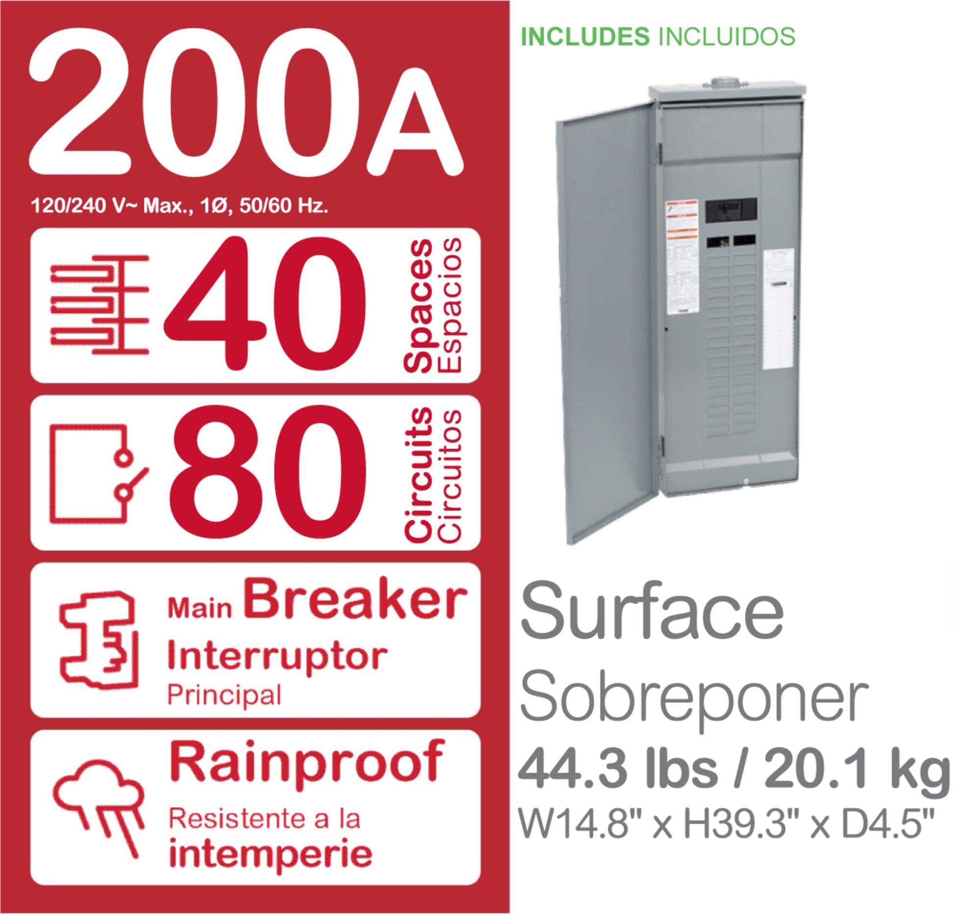 Square D Homeline 200-Amp 40-space load center - interior view