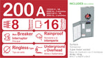 Square D Homeline Ringless Overhead/Underground 200-Amp 8-space load center - front view