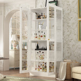 FUFU&GAGA Contemporary/Modern White Curio Cabinet with Wine Storage
