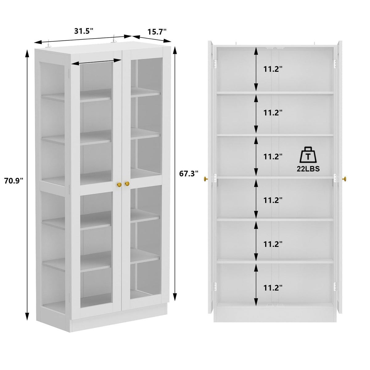 FUFU&GAGA Contemporary/Modern White Curio Cabinet with Wine Storage