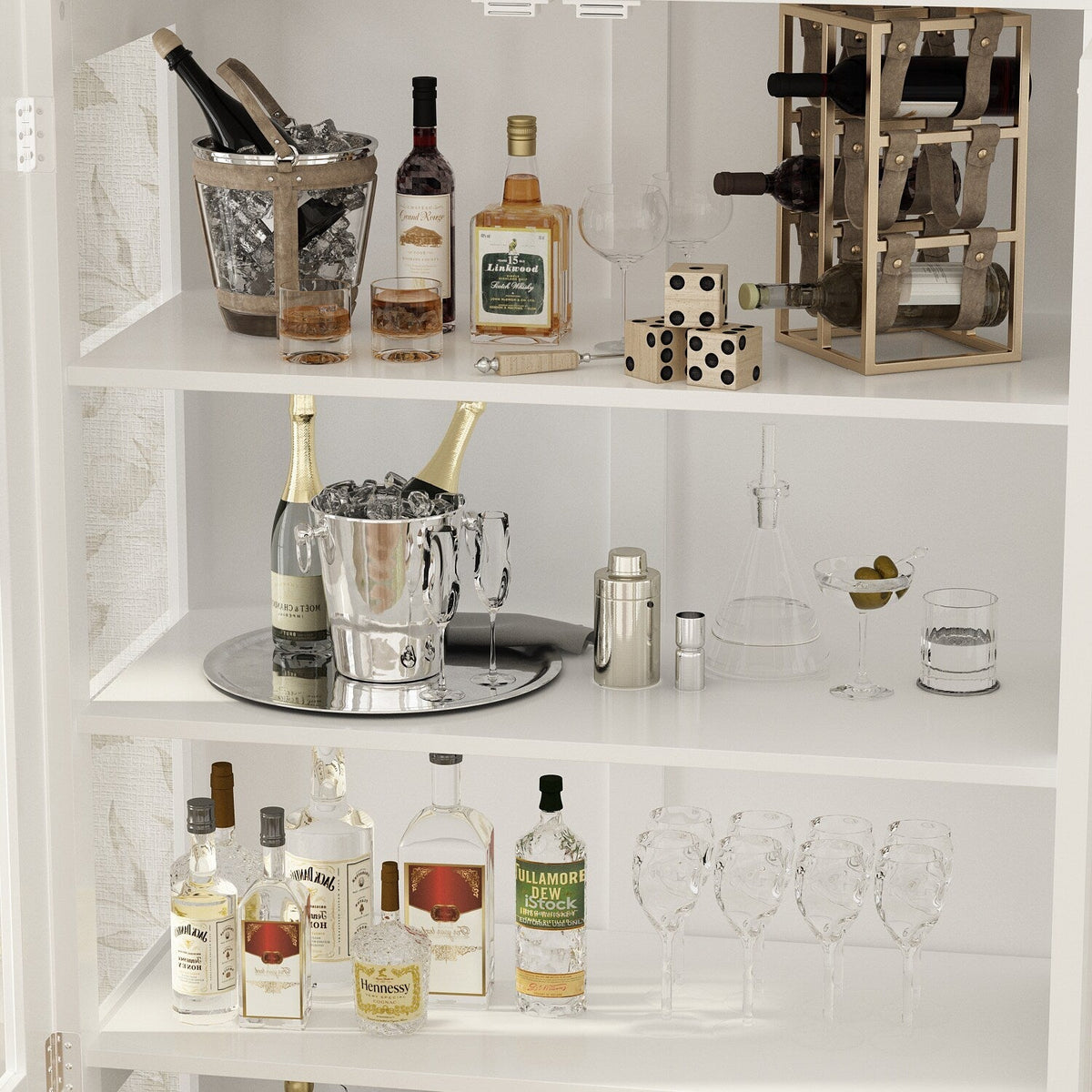 FUFU&GAGA Contemporary/Modern White Curio Cabinet with Wine Storage