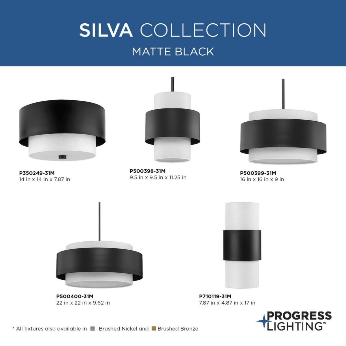 Progress Lighting Silva 3-Light Brushed Nickel Modern/Contemporary Drum Medium Hanging Pendant Light