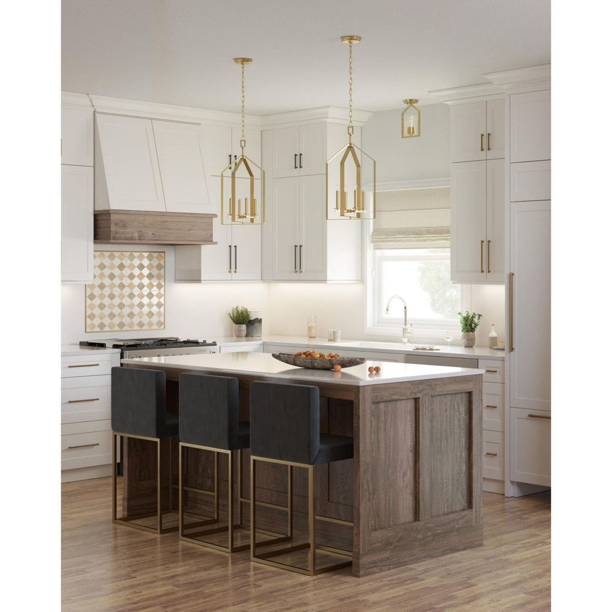 Progress Lighting Vertex 4-Light Brushed Gold Modern/Contemporary Geometric Medium Hanging Pendant Light