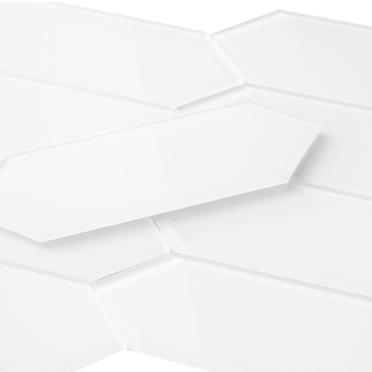 Giorbello Picket Hexagon White 3-in x 9-in Glossy Glass Subway Wall Tile (5.8-sq. ft/ Carton)