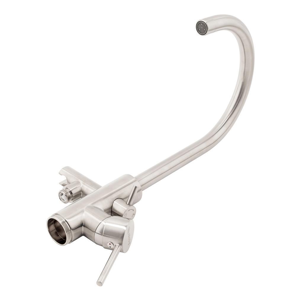 1-Handle Freestanding Floor Mount Tub Faucet Bathtub Filler with Hand Shower in Brush Nickel - Super Arbor