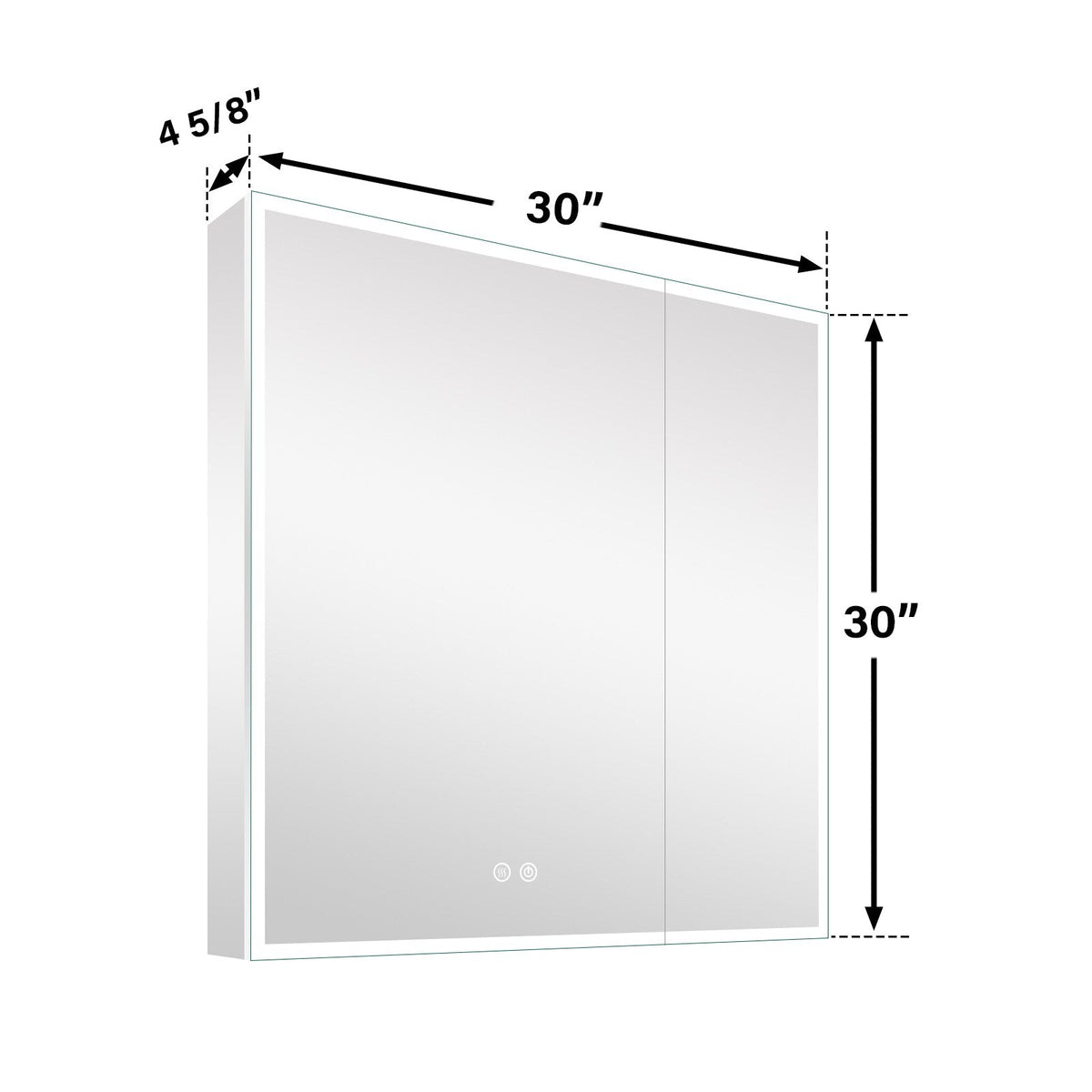 WELLFOR ELIN 30-in x 30-in Lighted LED Fog Free Surface/Recessed Mount Silver Mirrored Soft Close Medicine Cabinet with Outlet