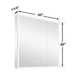 WELLFOR ELIN 30-in x 30-in Lighted LED Fog Free Surface/Recessed Mount Silver Mirrored Soft Close Medicine Cabinet with Outlet