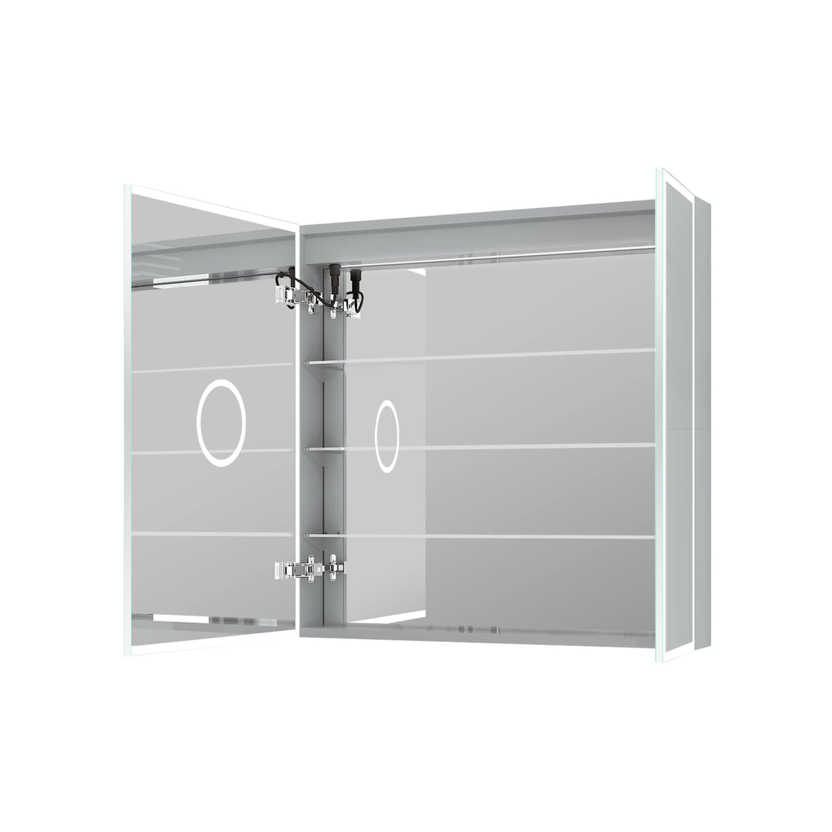 WELLFOR ELIN 30-in x 30-in Lighted LED Fog Free Surface/Recessed Mount Silver Mirrored Soft Close Medicine Cabinet with Outlet