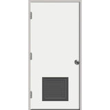 30 in. x 80 in. Premium Vented Flush White Primed Left-Hand Outswing Steel Prehung Front Door with 4 in. Wall - Super Arbor