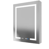 ExBrite 24-in x 32-in Lighted LED Fog Free Surface/Recessed Mount Silver Mirrored Soft Close Medicine Cabinet with Outlet