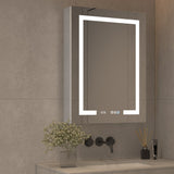 ExBrite 24-in x 32-in Lighted LED Fog Free Surface/Recessed Mount Silver Mirrored Soft Close Medicine Cabinet with Outlet
