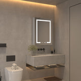 ExBrite 24-in x 32-in Lighted LED Fog Free Surface/Recessed Mount Silver Mirrored Soft Close Medicine Cabinet with Outlet