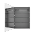 ExBrite 24-in x 32-in Lighted LED Fog Free Surface/Recessed Mount Silver Mirrored Soft Close Medicine Cabinet with Outlet