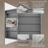 ExBrite 24-in x 32-in Lighted LED Fog Free Surface/Recessed Mount Silver Mirrored Soft Close Medicine Cabinet with Outlet