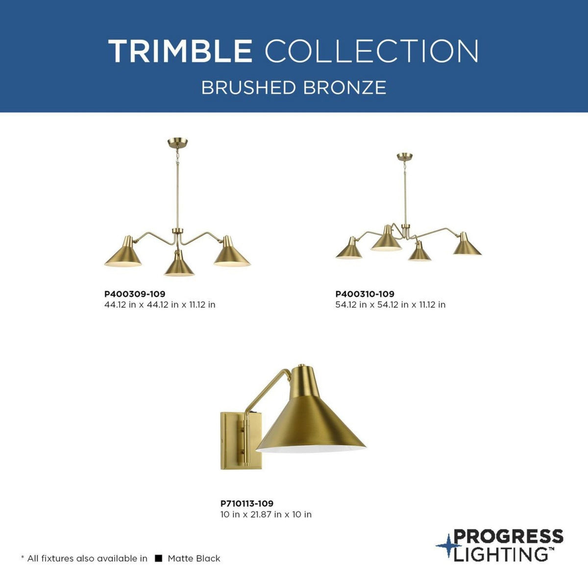 Progress Lighting Trimble 3-Light Matte Black Industrial Chandelier