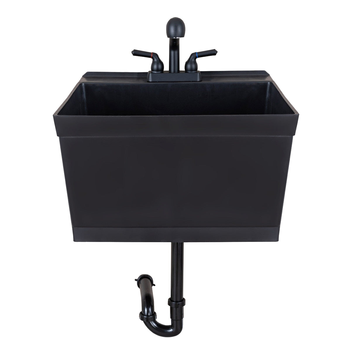 Cambridge Resources 23.5-in Black Wall Mount Utility Tub with Faucet