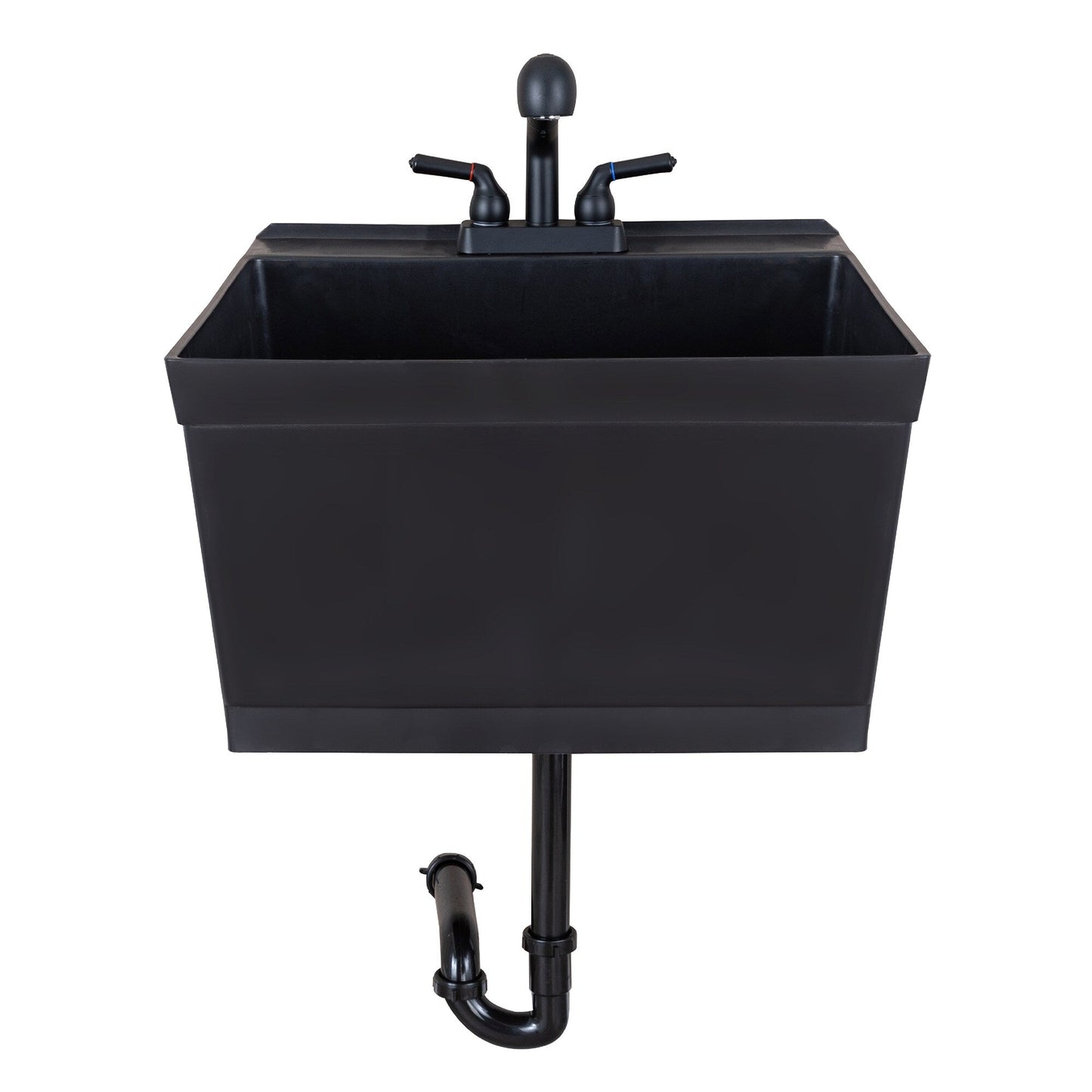 Cambridge Resources 23.5-in Black Wall Mount Utility Tub with Faucet