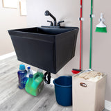 Cambridge Resources 23.5-in Black Wall Mount Utility Tub with Faucet