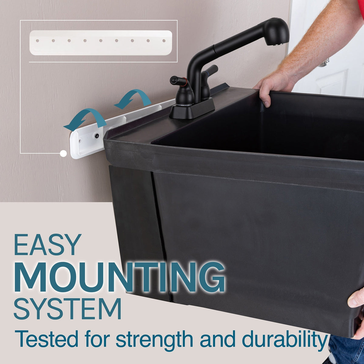 Cambridge Resources 23.5-in Black Wall Mount Utility Tub with Faucet