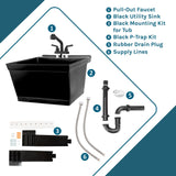 Cambridge Resources 23.5-in Black Wall Mount Utility Tub with Faucet