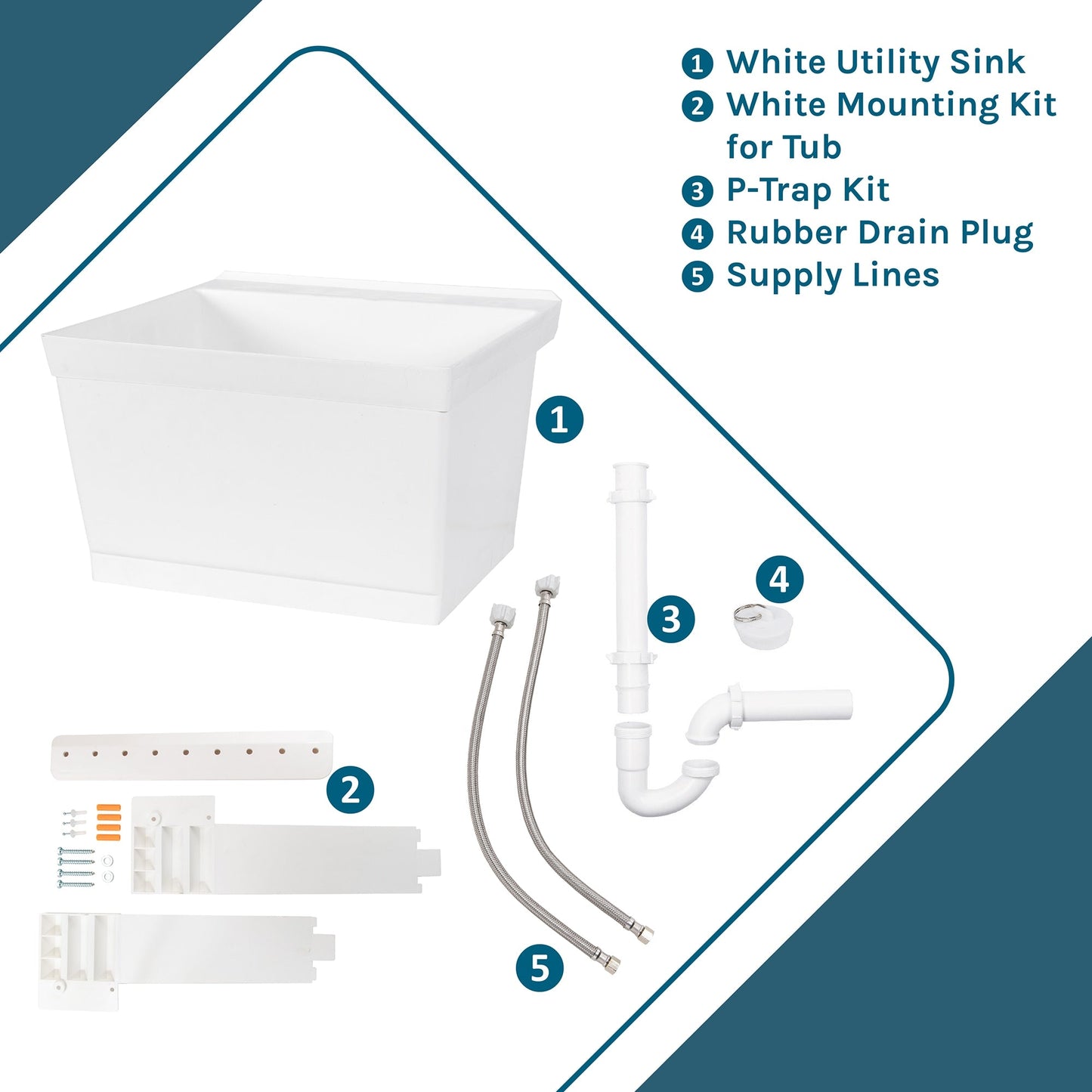 Cambridge Resources White Wall Mount Utility Tub - 23.5 x 22.875 Inch
