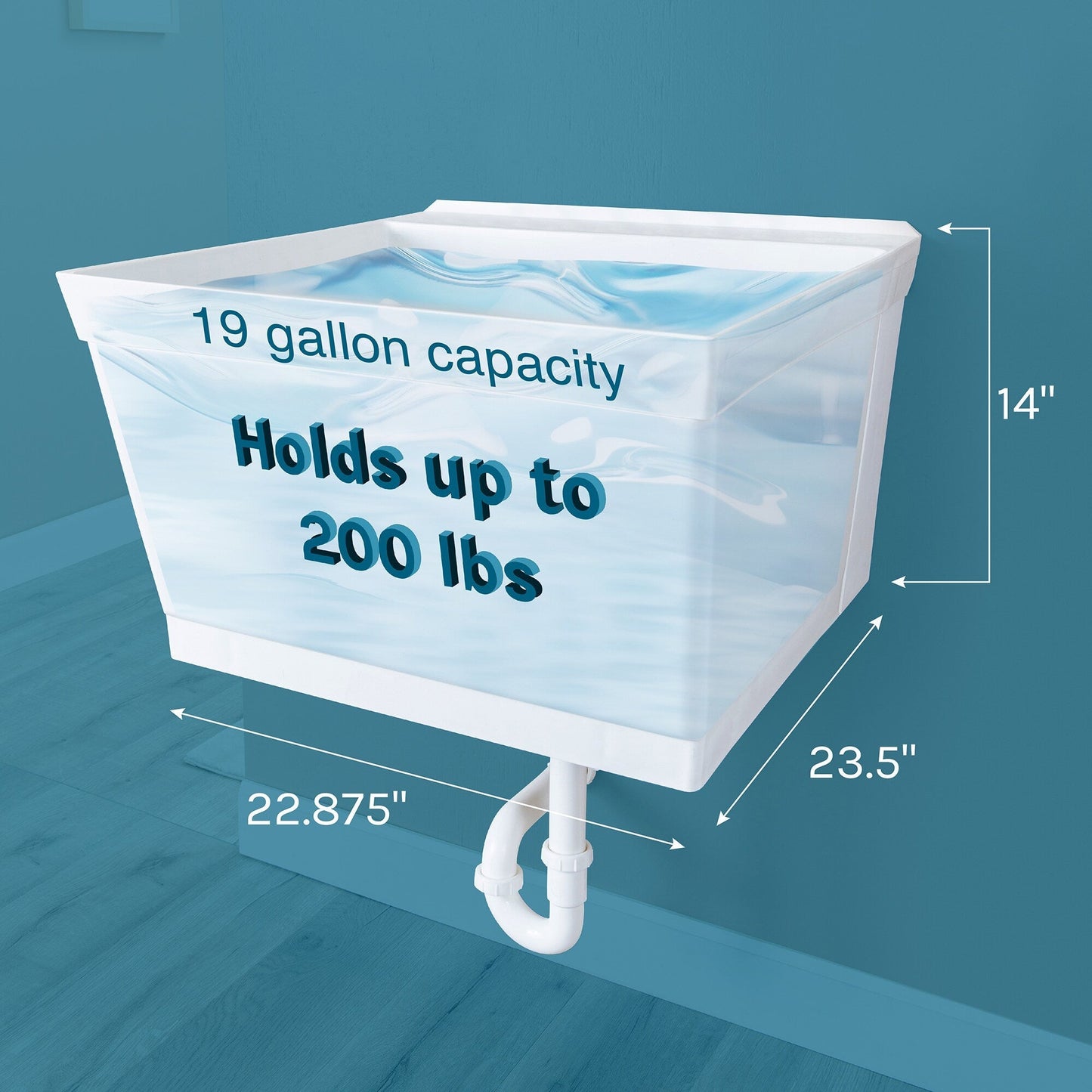 Cambridge Resources 23.5-in 1-Basin White Wall Mount Utility Tub with Drain