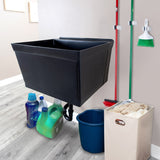 Cambridge 23.5" Black Wall Mount Utility Tub with Drain